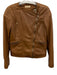 Mossimo Dutti Size M Brown Leather Long Sleeve Zip Up Moto Jacket Brown / M
