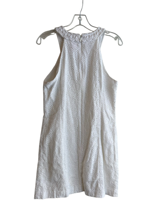 Lilly Pulitzer Size 10 White Cotton Lined Sleeveless V Neck Back Zip Dress White / 10