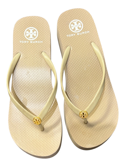 Tory Burch Shoe Size Est 10 Mud Rubber Flip Flop Platform Logo Seam Detail Shoes Mud / Est 10