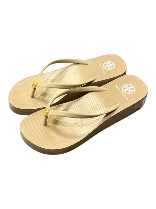 Tory Burch Shoe Size Est 10 Mud Rubber Flip Flop Platform Logo Seam Detail Shoes Mud / Est 10