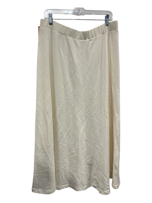 COS Size Large Cream White Cotton Elastic Waist Midi Skirt Cream White / Large