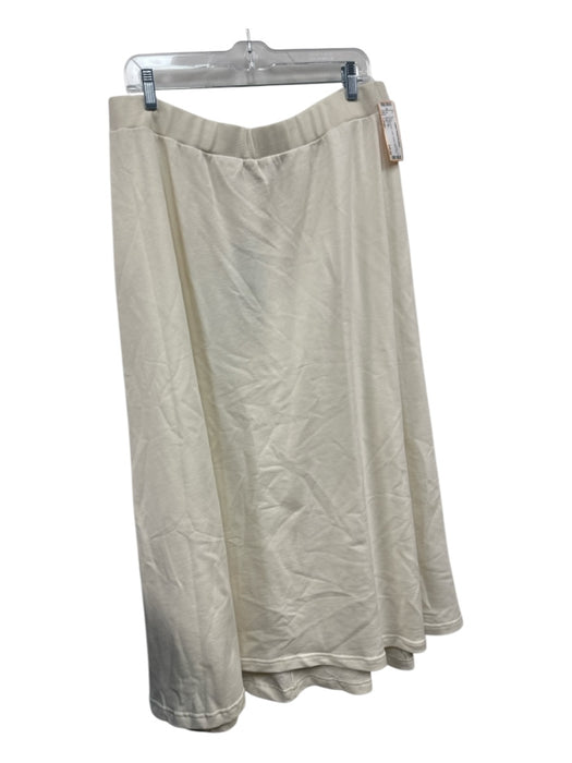 COS Size Large Cream White Cotton Elastic Waist Midi Skirt Cream White / Large