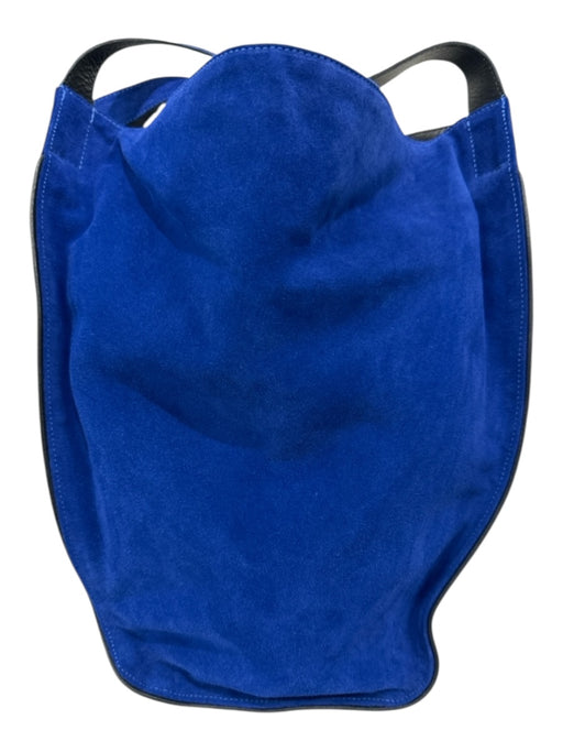 Eileen Fisher Blue & Black Leather Shoulder Strap Piping Magnetic Close Tote Bag Blue & Black / Medium