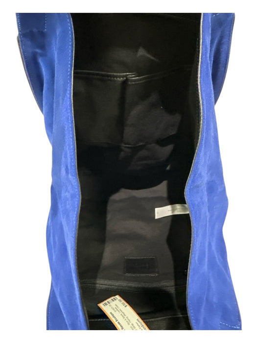 Eileen Fisher Blue & Black Leather Shoulder Strap Piping Magnetic Close Tote Bag Blue & Black / Medium