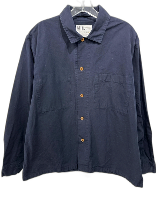Margaret Howell Size XL Navy Blue Cotton drill Double Pocket Button Down Top Navy Blue / XL