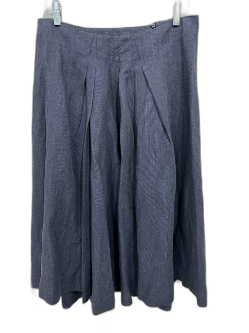 Lilith Size L Dark Gray Linen & Wool pleat front Side Zip Midi Skirt Dark Gray / L