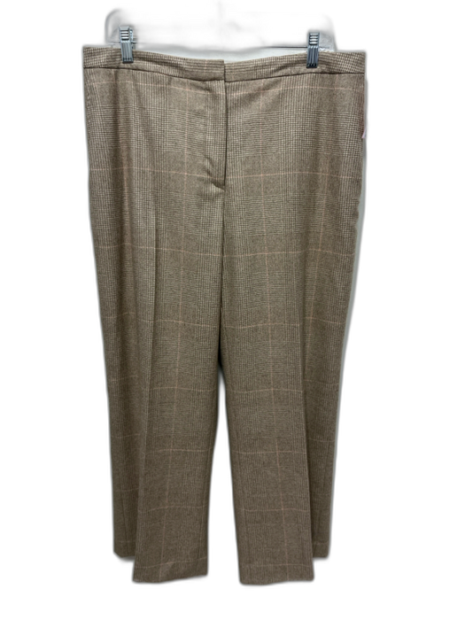 Loro Piana Size L Cream & Taupe Cashmere pleat front Houndstooth Plaid Pants Cream & Taupe / L