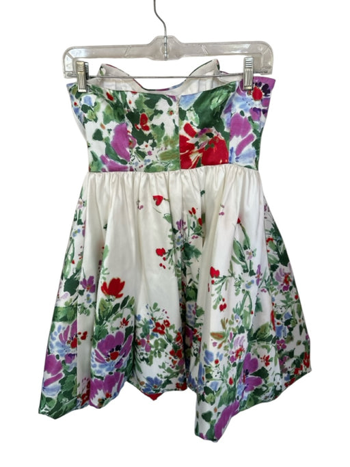 Jewel Badgley Mischka Size 4 White & Green Strapless Botanical Boning Dress White & Green / 4