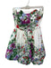 Jewel Badgley Mischka Size 4 White & Green Strapless Botanical Boning Dress White & Green / 4