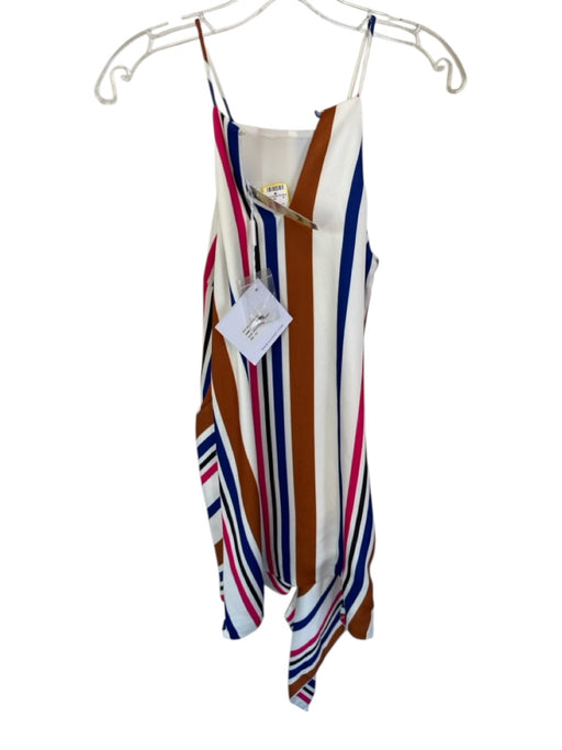 Elliatt Size XS Brown & Blue Polyester Sleeveless Striped Asymetrical Dress Brown & Blue / XS