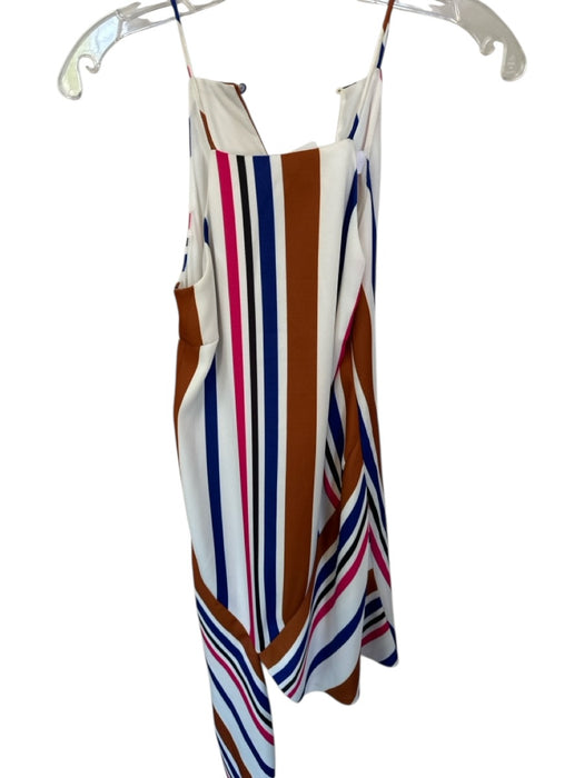 Elliatt Size XS Brown & Blue Polyester Sleeveless Striped Asymetrical Dress Brown & Blue / XS