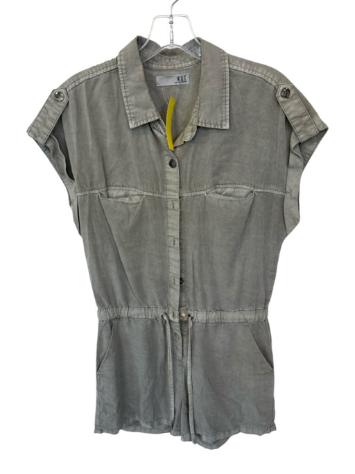 KUT Size Est M Sage green Tencel Cap Sleeve Buttons Drawstring Waist Romper Sage green / Est M