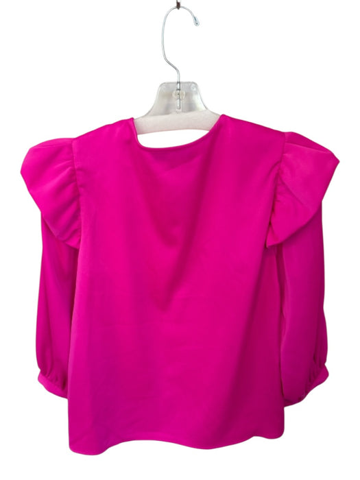 Crosby Size S Hot pink Long Balloon Sleeve Ruffles V Neck Top Hot pink / S