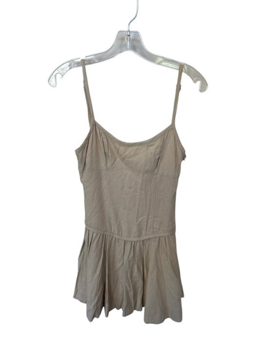 Nia Size S Oatmeal Linen Spaghetti Strap Side Zip Pleated Lace Up Back Dress Oatmeal / S