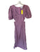 Ganni Size 34 Pink & Purple Cotton Short Balloon Sleeve Cut Out Sides Dress Pink & Purple / 34
