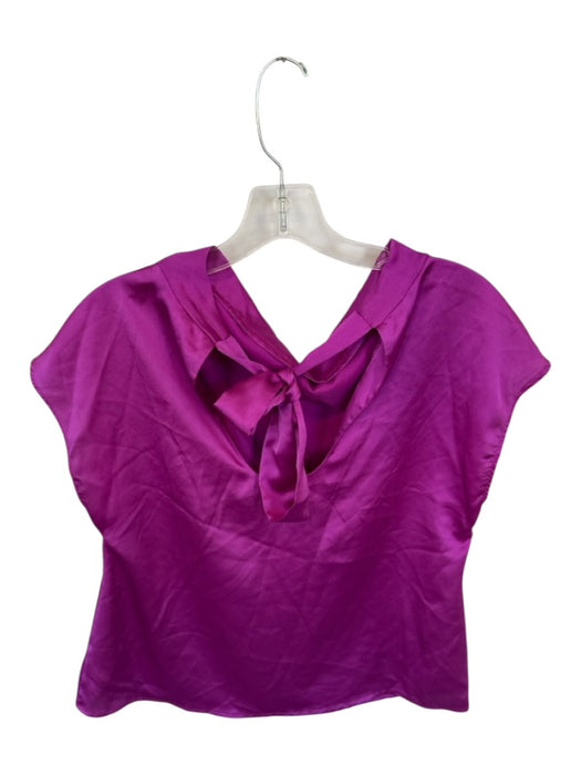 Size S Purple Polyester Cap Sleeve Back Tie Top Purple / S