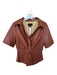 House of Harlow Size M Brown Vegan Leather Short Sleeve Collar Front knot Top Brown / M