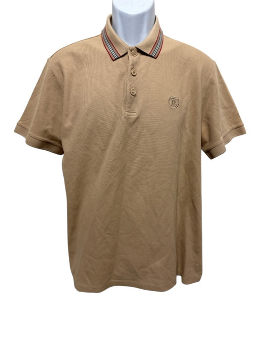 Burberry Size XL Tan Cotton Solid Pique Polo Men's Short Sleeve Tan / XL