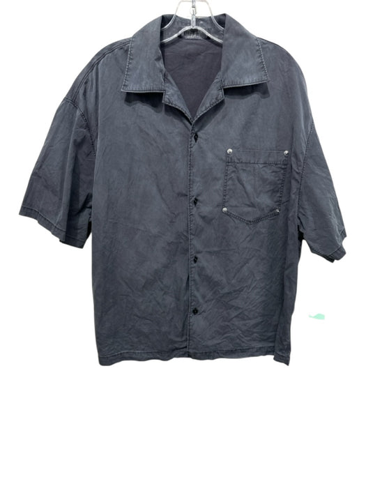 Purple - Brand AS IS Size S Faded Blue Cotton Blend Solid Button Up Short Sleeve Faded Blue / S