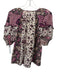 Ulla Johnson Size 2 Beige, Brown, Pink Cotton & Silk Floral Tie Neck Top Beige, Brown, Pink / 2