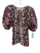 Ulla Johnson Size 2 Beige, Brown, Pink Cotton & Silk Floral Tie Neck Top Beige, Brown, Pink / 2