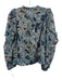 Ulla Johnson Size 2 Blue, White &  Brown Cotton Blend Abstract Floral Top Blue, White &  Brown / 2