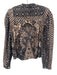 Ulla Johnson Size 2 Navy Blue & Beige Cotton Corduroy High Neck Top Navy Blue & Beige / 2