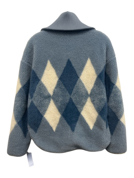 Varley Size XS Blue & White Polyester Fleece Argyle Zip Front Jacket Blue & White / XS