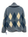 Varley Size XS Blue & White Polyester Fleece Argyle Zip Front Jacket Blue & White / XS