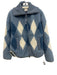 Varley Size XS Blue & White Polyester Fleece Argyle Zip Front Jacket Blue & White / XS