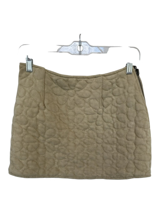 Free People Size S Tan Cotton Quilted Flowers Side Zip Mini Skirt Tan / S