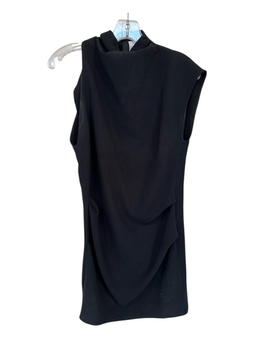 IRO Size 36 Black Polyester Mock Neck Short Sleeve Asymetric Sleeve Dress Black / 36