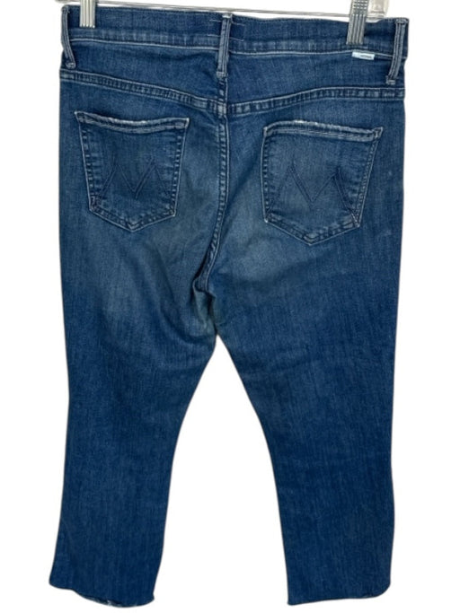 Mother Size 28 Dark Wash Cotton Blend Mid Rise Straight Leg Raw Hem Jeans Dark Wash / 28