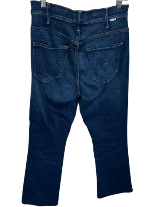 Mother Size 28 Dark Wash Cotton Blend High Waist Bootcut Raw Hem Cropped Jeans Dark Wash / 28