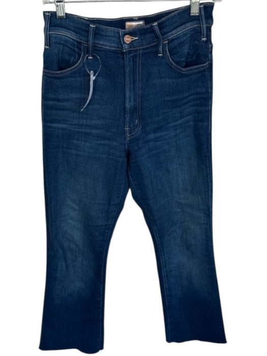 Mother Size 28 Dark Wash Cotton Blend High Waist Bootcut Raw Hem Cropped Jeans Dark Wash / 28