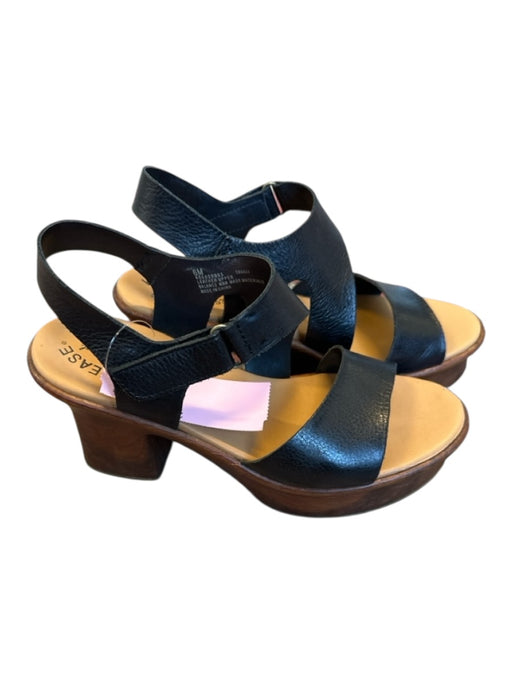 Kork-Ease Shoe Size 6M Black & Brown Leather Velcro Platform Block Heel Sandals Black & Brown / 6M