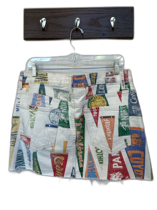 Mother Superior Size 29 Cream & Multi Cotton Blend High Waist Football Skirt Cream & Multi / 29