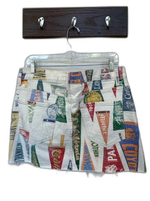 Mother Superior Size 29 Cream & Multi Cotton Blend High Waist Football Skirt Cream & Multi / 29
