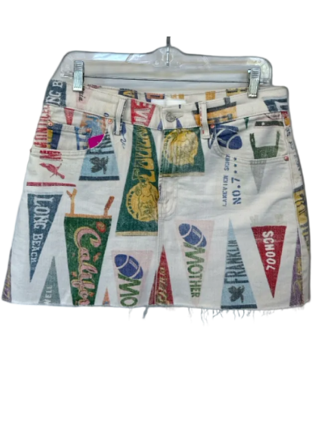 Mother Superior Size 29 Cream & Multi Cotton Blend High Waist Football Skirt Cream & Multi / 29