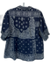 The Great Size 0/XS Navy & Taupe Cotton Short Sleeve Bandana Print Top Navy & Taupe / 0/XS