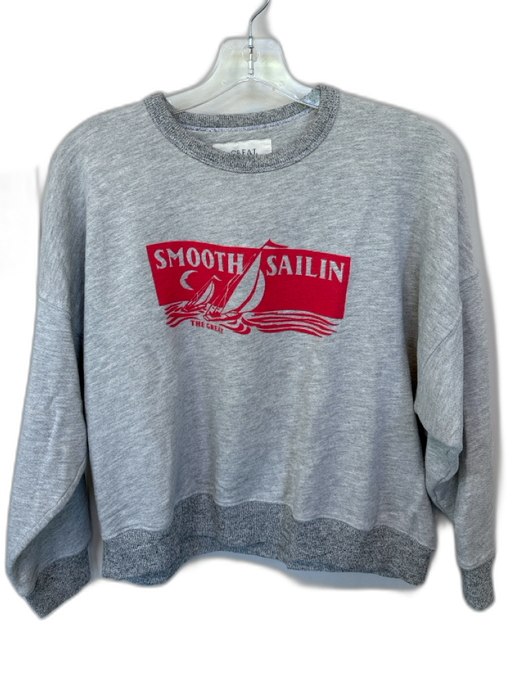 The Great Size 0/XS Gray & Red Cotton Blend Long Sleeve Sailboats Sweatshirt Gray & Red / 0/XS
