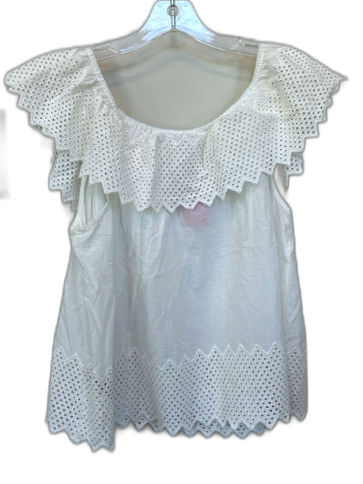The Great Size 1/S White Cotton Off Shoulder Eyelet Top White / 1/S