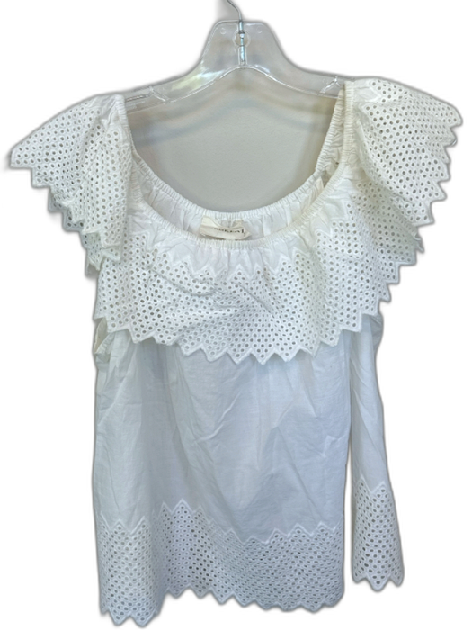 The Great Size 1/S White Cotton Off Shoulder Eyelet Top White / 1/S