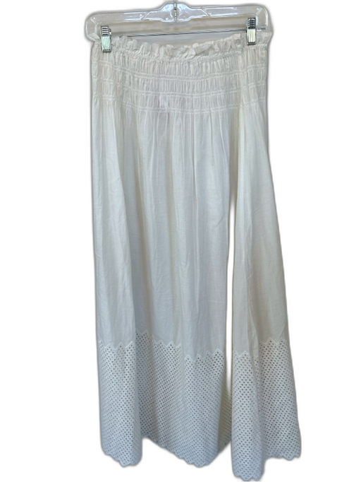 The Great Size 1/S White Cotton Smocked Waist Band Eyelet Hem Maxi Skirt White / 1/S