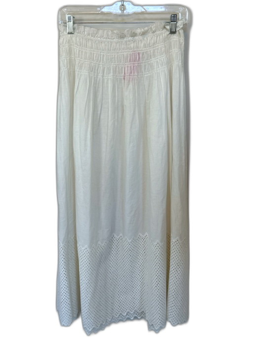 The Great Size 1/S White Cotton Smocked Waist Band Eyelet Hem Maxi Skirt White / 1/S
