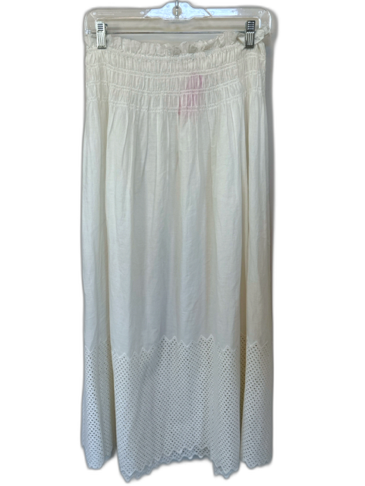 The Great Size 1/S White Cotton Smocked Waist Band Eyelet Hem Maxi Skirt White / 1/S