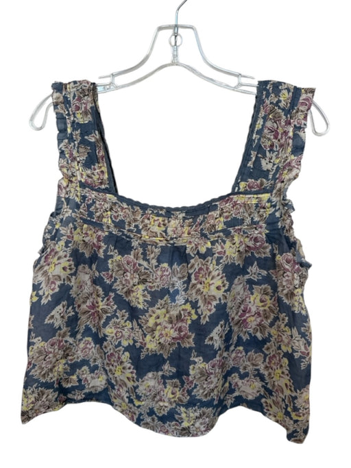 The Great Size 1/S Blue & Multi Ramie Floral Sleeveless Top Blue & Multi / 1/S
