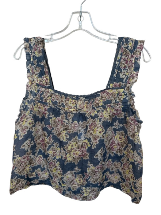 The Great Size 1/S Blue & Multi Ramie Floral Sleeveless Top Blue & Multi / 1/S