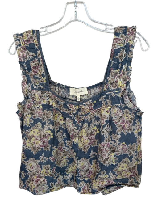 The Great Size 1/S Blue & Multi Ramie Floral Sleeveless Top Blue & Multi / 1/S