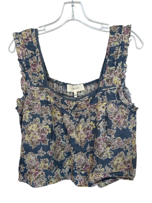 The Great Size 1/S Blue & Multi Ramie Floral Sleeveless Top Blue & Multi / 1/S